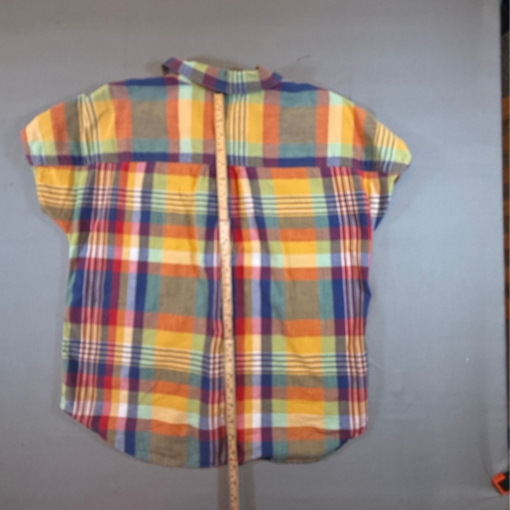 Lizwear Womens Plaid Button Down Multicolor Short Sleeve Cotton Size Med  1784 - Picture 6 of 6